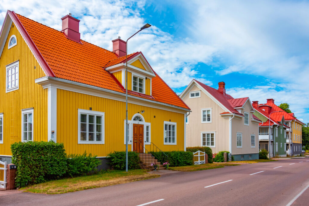 Charakterystyczna zabudowa Marienhamn