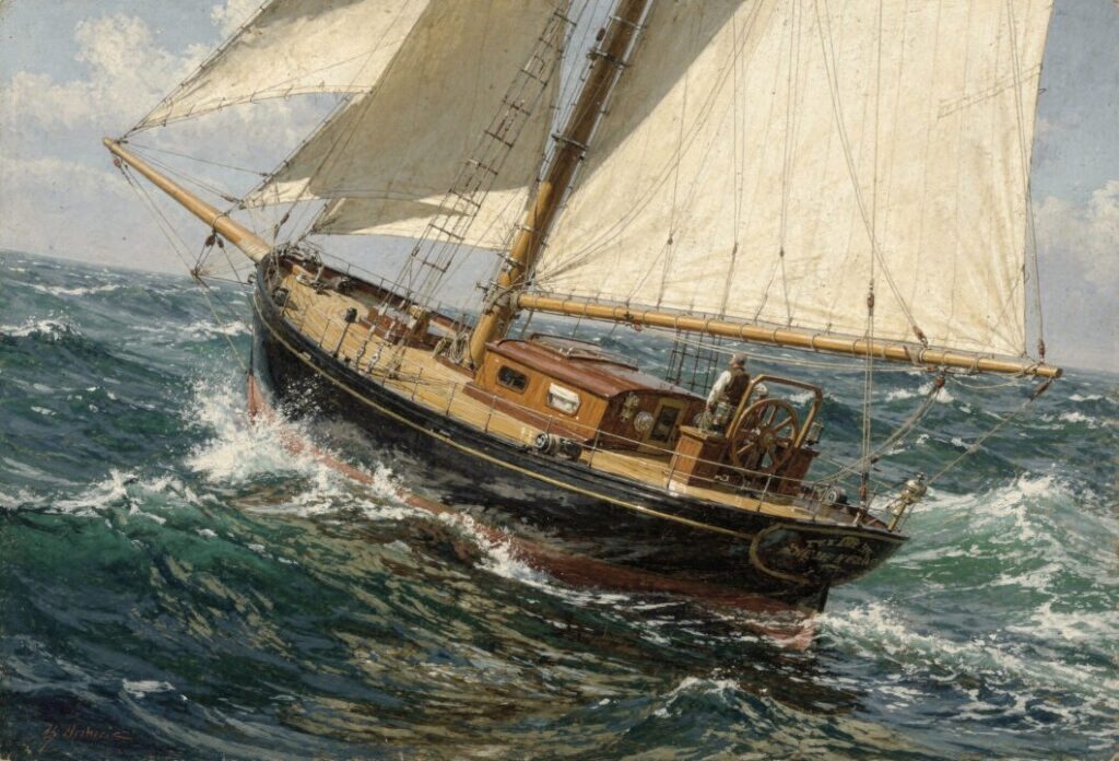 Replika szkunera „Tankadère" wygenerowana przez AI na podstawie opisu z powieści "W 80 dni dookoła świata"